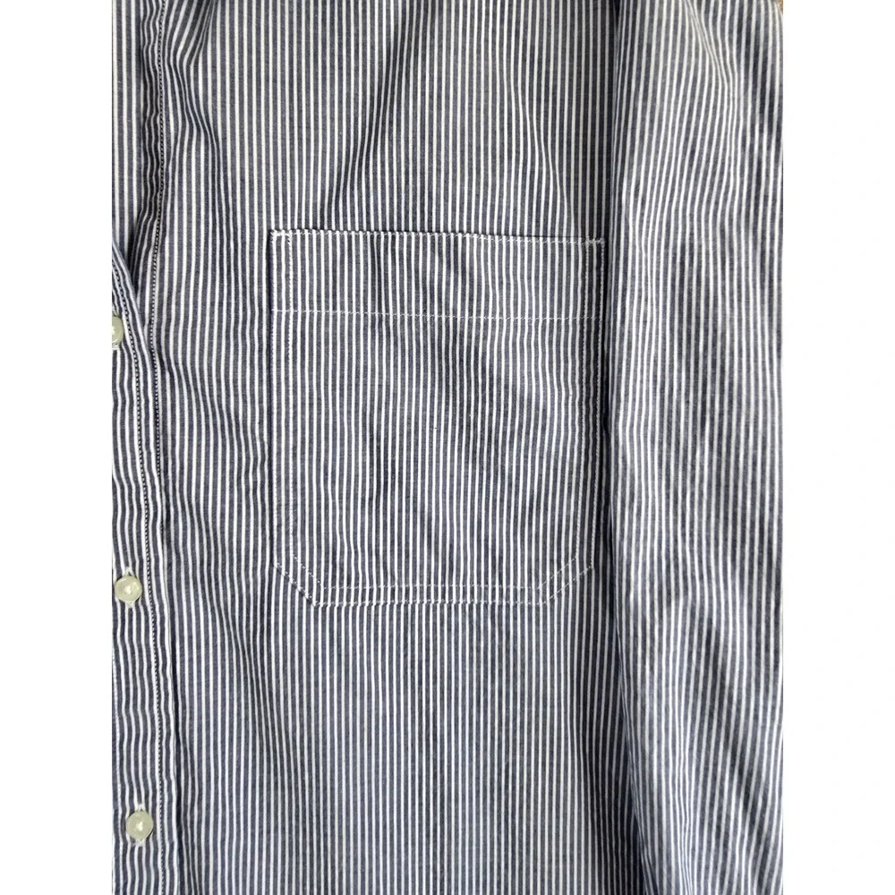 Banana Republic Lazuli Blue Pinstripe Oversized Cotton Button Down Shirt Mens L